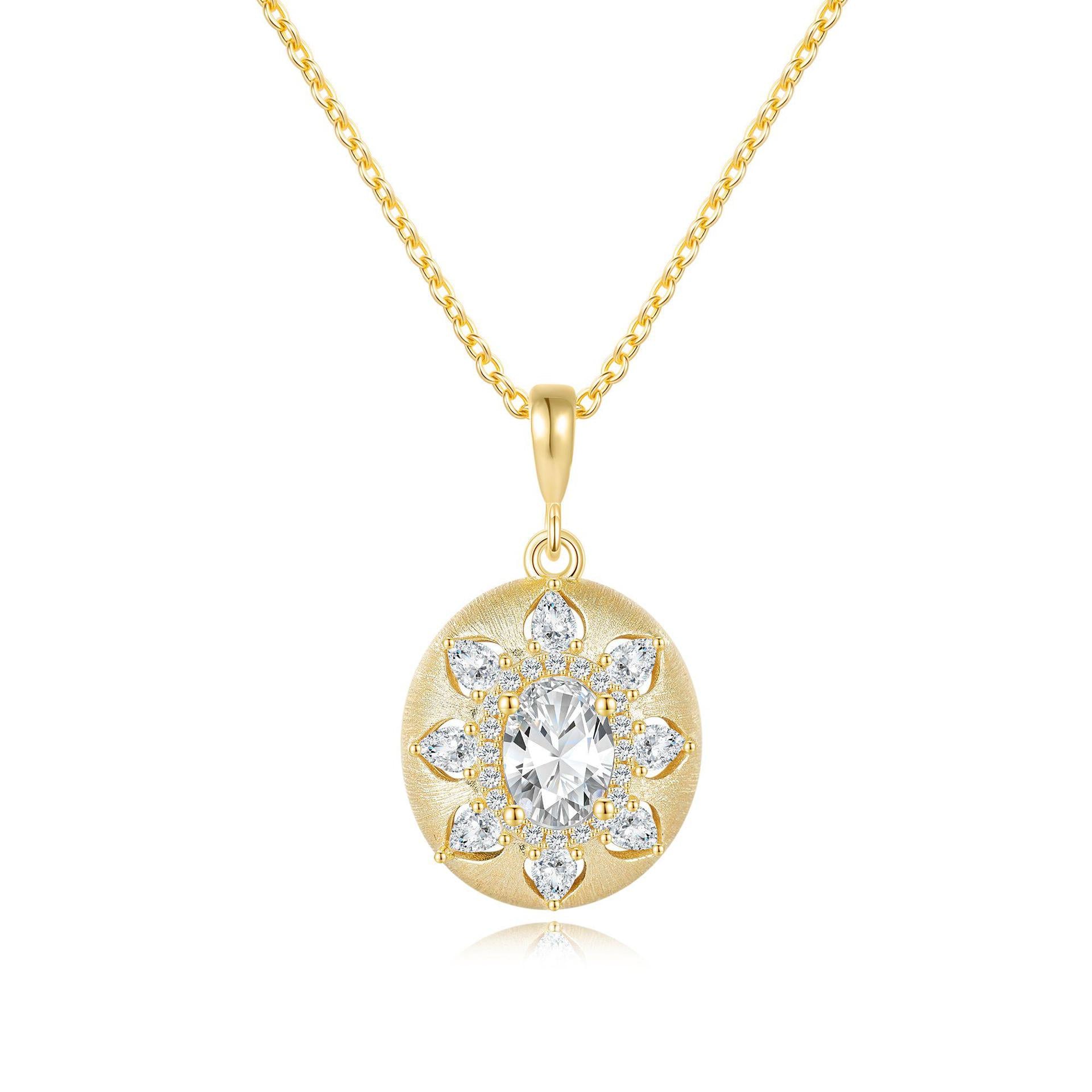 Italian Brushed Minimalist Luxury Moissanite Necklace in 14K Gold Plated 925 Silver | Moisse & Silver Co. | #45 - Moisse & Silver Co.