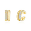 Italian Brushed Minimalist Moissanite Earrings - 14K Gold Plated 925 Sterling Silver | MS-G92 in 14K Gold Plated 925 Silver | Moisse & Silver Co. - Moisse & Silver Co.
