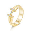 Italian Brushed Vintage Minimalist Moissanite Ring in 14K Gold Plated 925 Silver | Moisse & Silver Co. | #84 - Moisse & Silver Co.