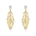 Italian Brushed Luxury Moissanite Earrings - 14K Gold Plated 925 Sterling Silver | MS-G21 in 14K Gold Plated 925 Silver | Moisse & Silver Co. - Moisse & Silver Co.