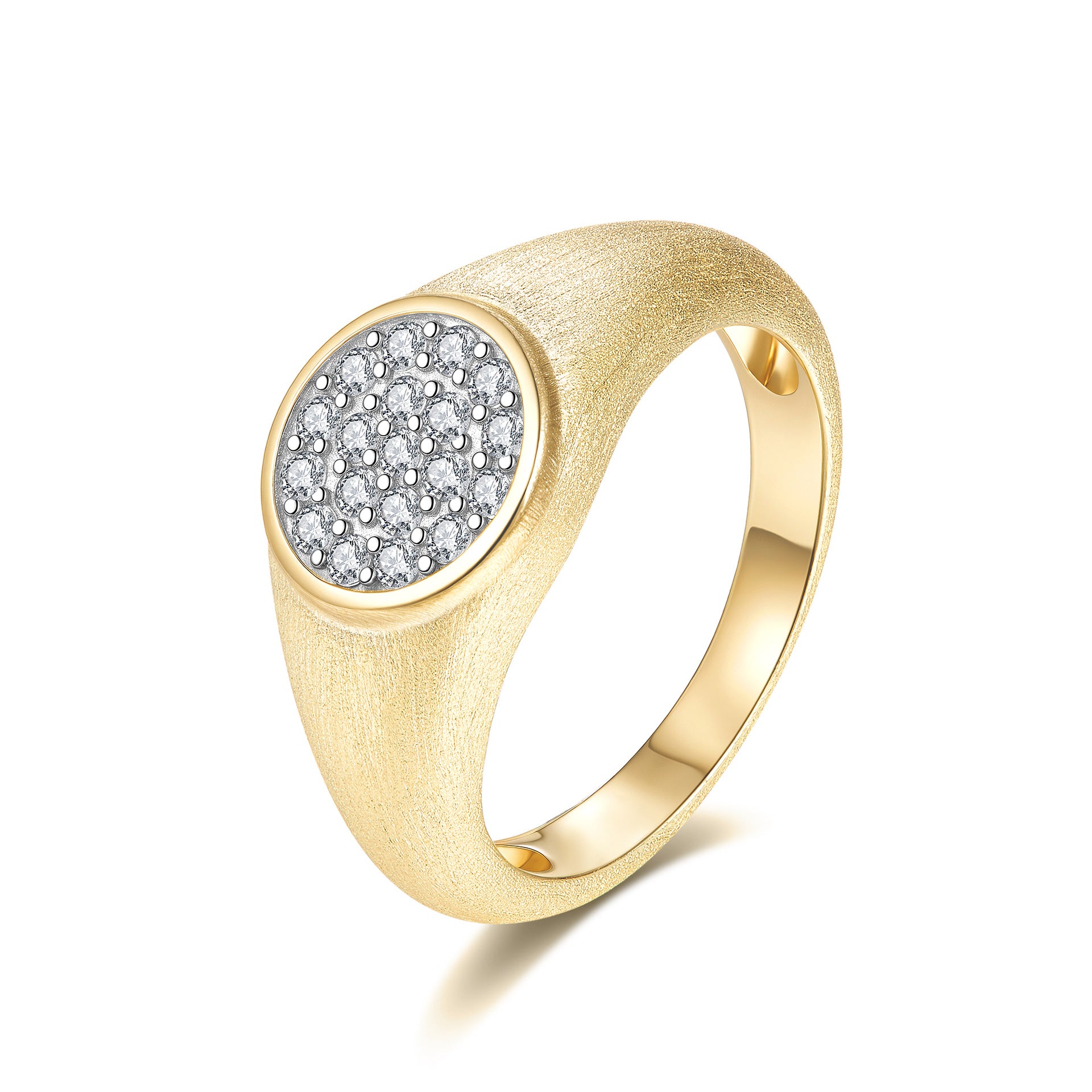 Classic Italian Brushed Solitaire Moissanite Ring in 14K Gold Plated 925 Silver | Moisse & Silver Co. - Moisse & Silver Co.