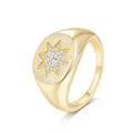 Italian Brushed Luxury Star Moissanite Ring in 14K Gold Plated 925 Silver | Moisse & Silver Co. | #71 - Moisse & Silver Co.