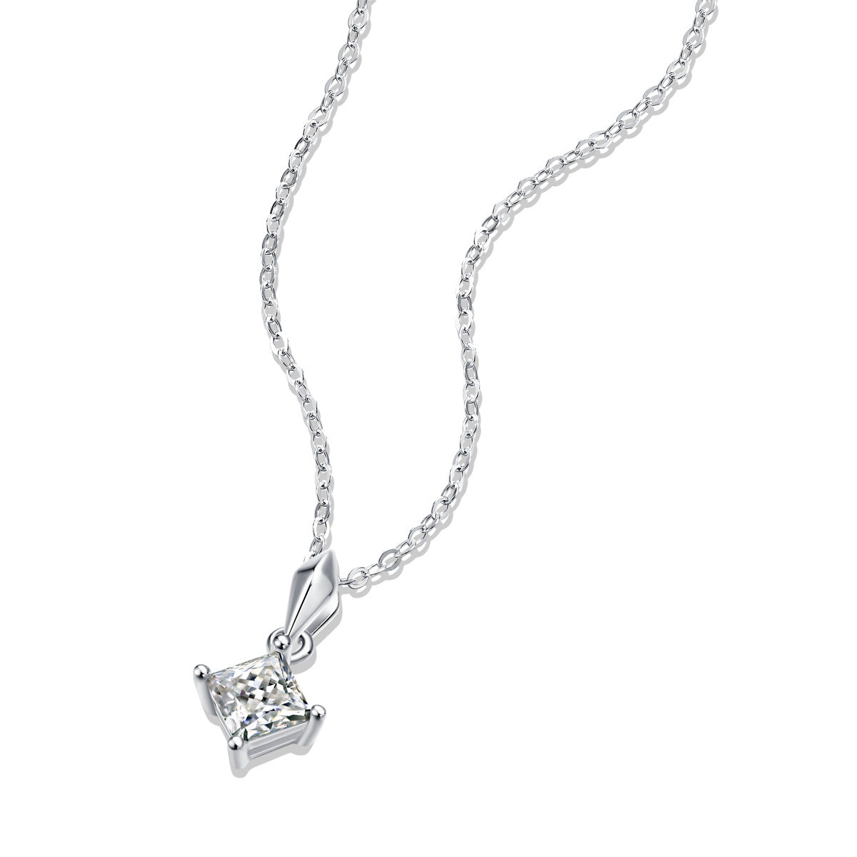 Minimalist Square Moissanite Pendant Necklace - 925 Sterling Silver Luxury Choker - Moisse & Silver Co.