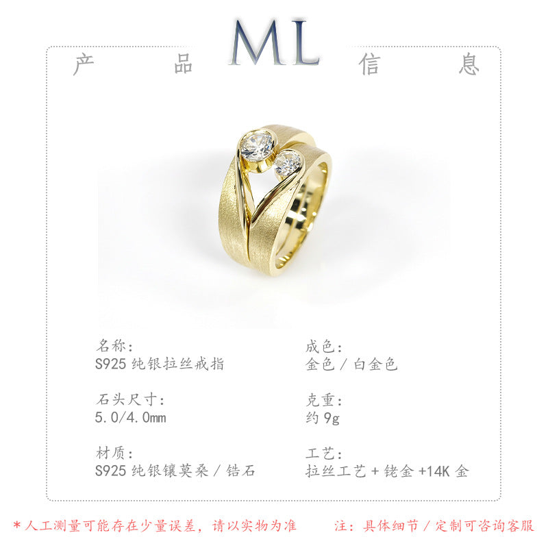 Romantic Heart-to-Heart Moissanite Couple Band in 14K Gold Plated 925 Silver | Moisse & Silver Co. - Moisse & Silver Co.