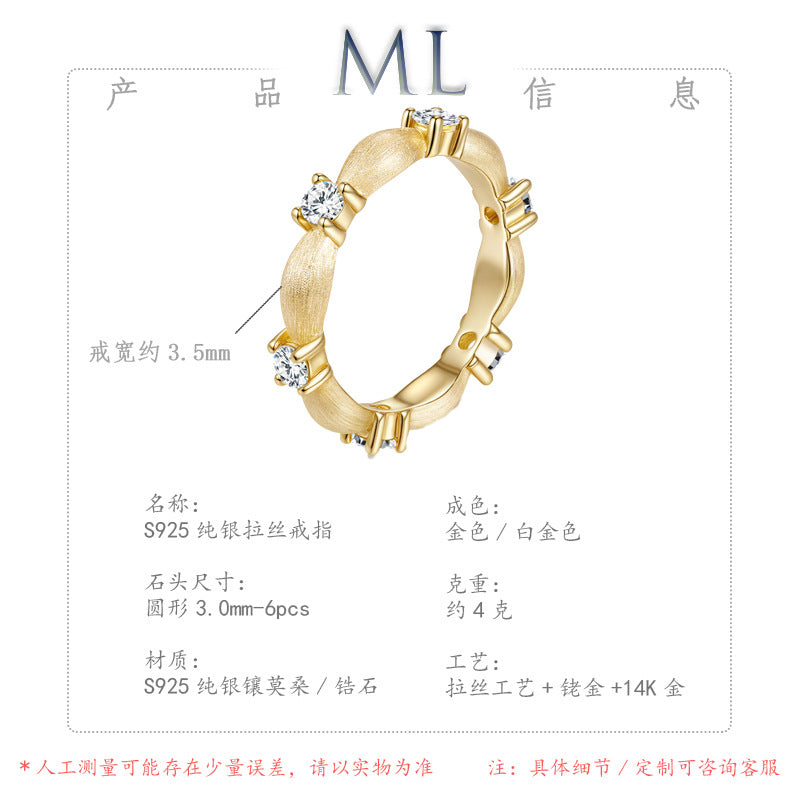 Italian Brushed Luxury Floral Moissanite Ring in 14K Gold Plated 925 Silver | Moisse & Silver Co. | #15 - Moisse & Silver Co.