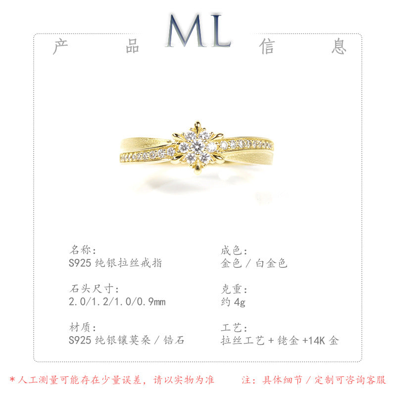 French Vintage Starburst Moissanite Ring in 14K Gold Plated 925 Silver | Moisse & Silver Co. - Moisse & Silver Co.