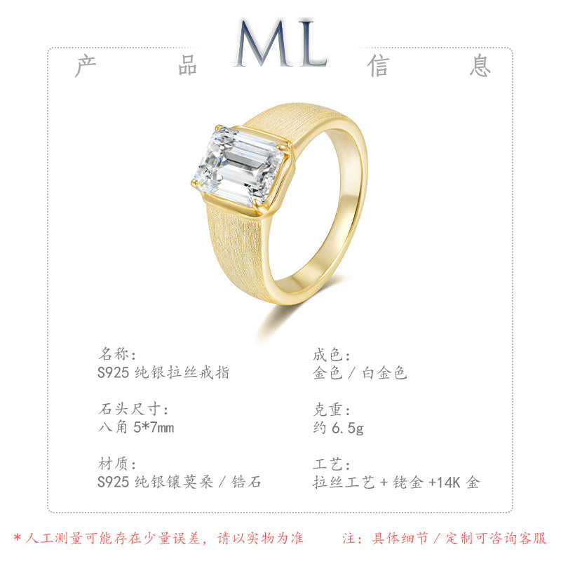 Italian Brushed Pear Cut Moissanite Ring in 14K Gold Plated 925 Silver | Moisse & Silver Co. | #65 - Moisse & Silver Co.