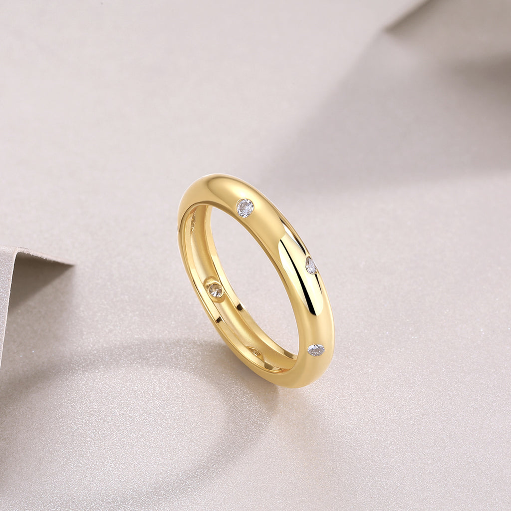 INS Gold Moissanite Ring - 925 Silver 18K Gold Plated #4 - Moisse & Silver Co.