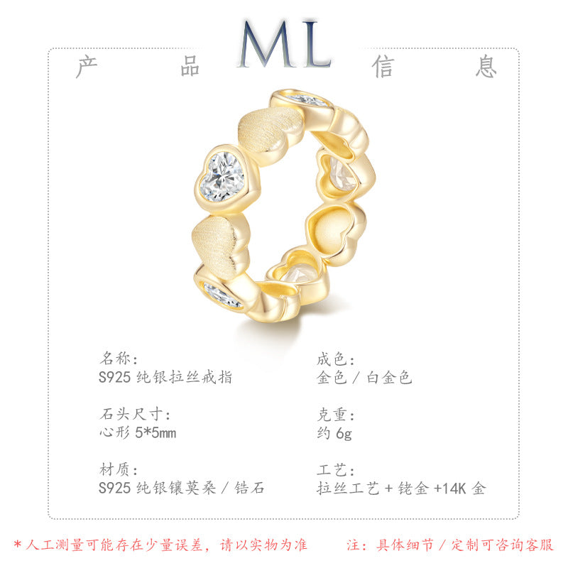 Italian Brushed Vintage Luxury Heart Moissanite Ring in 14K Gold Plated 925 Silver | Moisse & Silver Co. | #80 - Moisse & Silver Co.