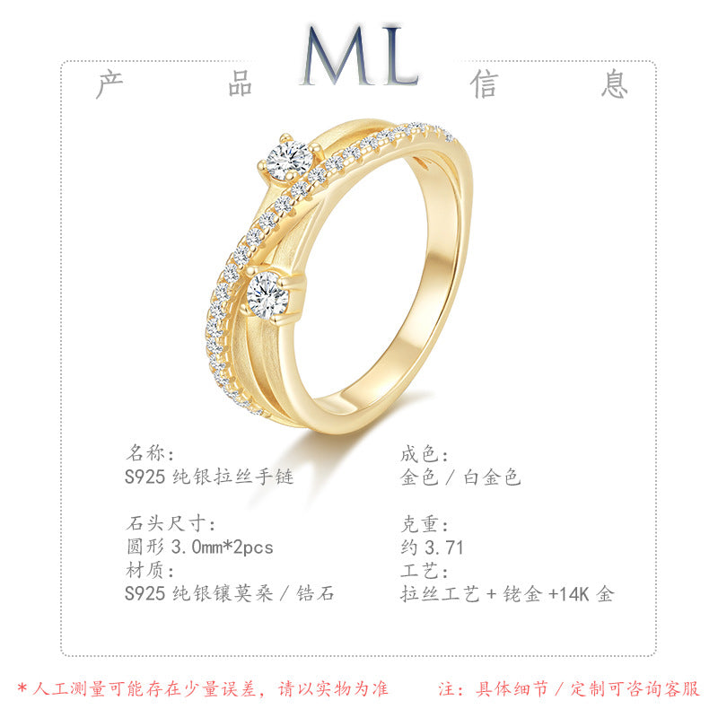 Italian Brushed Heart Moissanite Ring in 14K Gold Plated 925 Silver | Moisse & Silver Co. | #60 - Moisse & Silver Co.