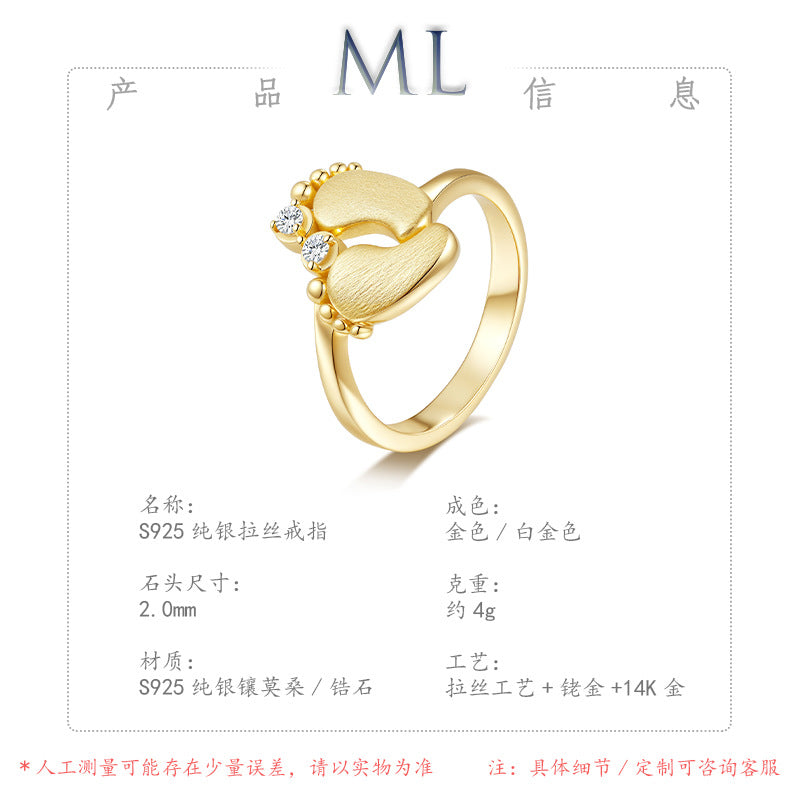 Italian Brushed Minimalist Moissanite Ring in 14K Gold Plated 925 Silver | Moisse & Silver Co. | #61 - Moisse & Silver Co.