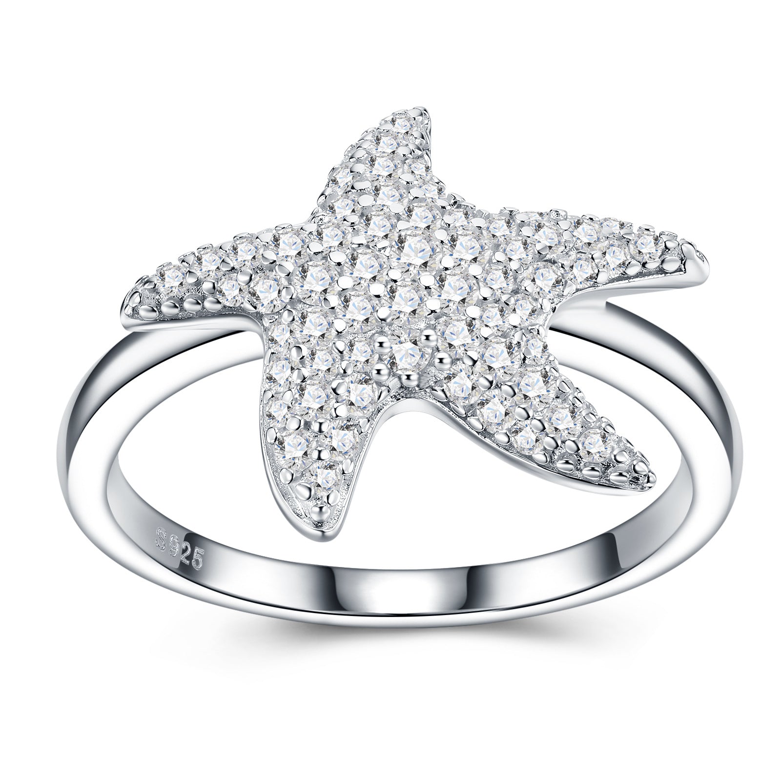Trendy Moissanite Starfish Ring - S925 Sterling Silver Luxury Band - Moisse & Silver Co.