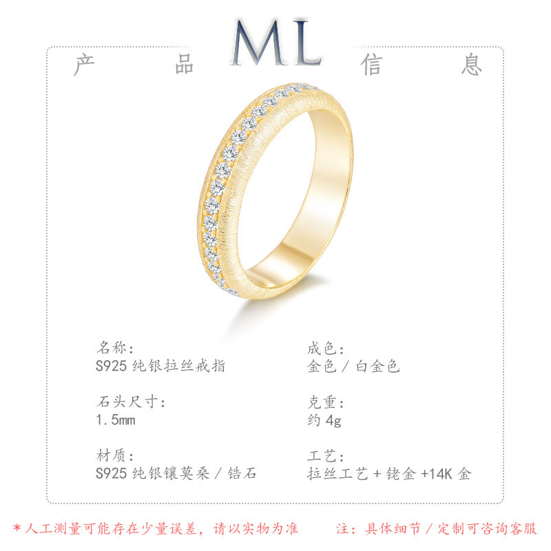 Italian Brushed Minimalist Luxury Floral Moissanite Ring in 14K Gold Plated 925 Silver | Moisse & Silver Co. | #39 - Moisse & Silver Co.