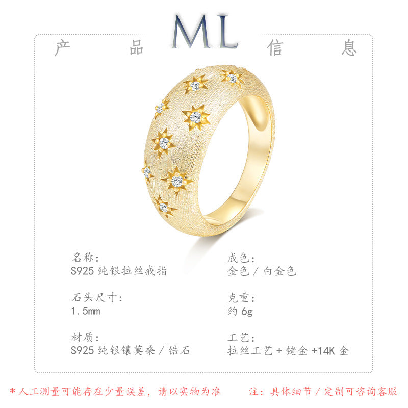 Italian Brushed Vintage Luxury Floral Moissanite Ring in 14K Gold Plated 925 Silver | Moisse & Silver Co. | #37 - Moisse & Silver Co.