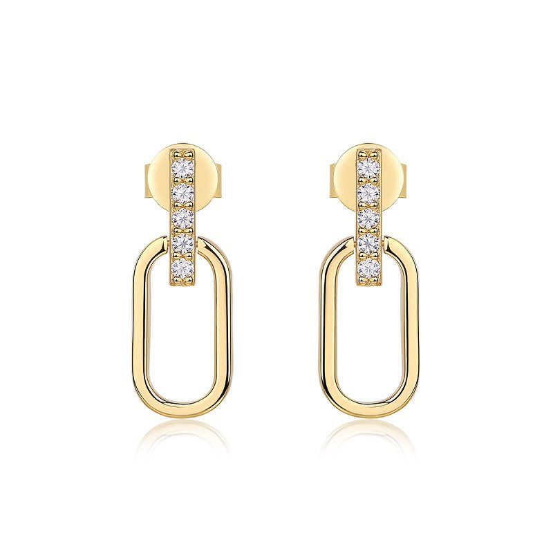 INS Gold Moissanite Earrings - 925 Silver 18K Gold Plated #5 - Moisse & Silver Co.