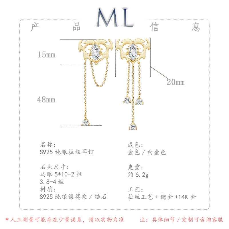 Italian Brushed Luxury Moissanite Earrings - 14K Gold Plated 925 Sterling Silver | MS-G101 in 14K Gold Plated 925 Silver | Moisse & Silver Co. - Moisse & Silver Co.