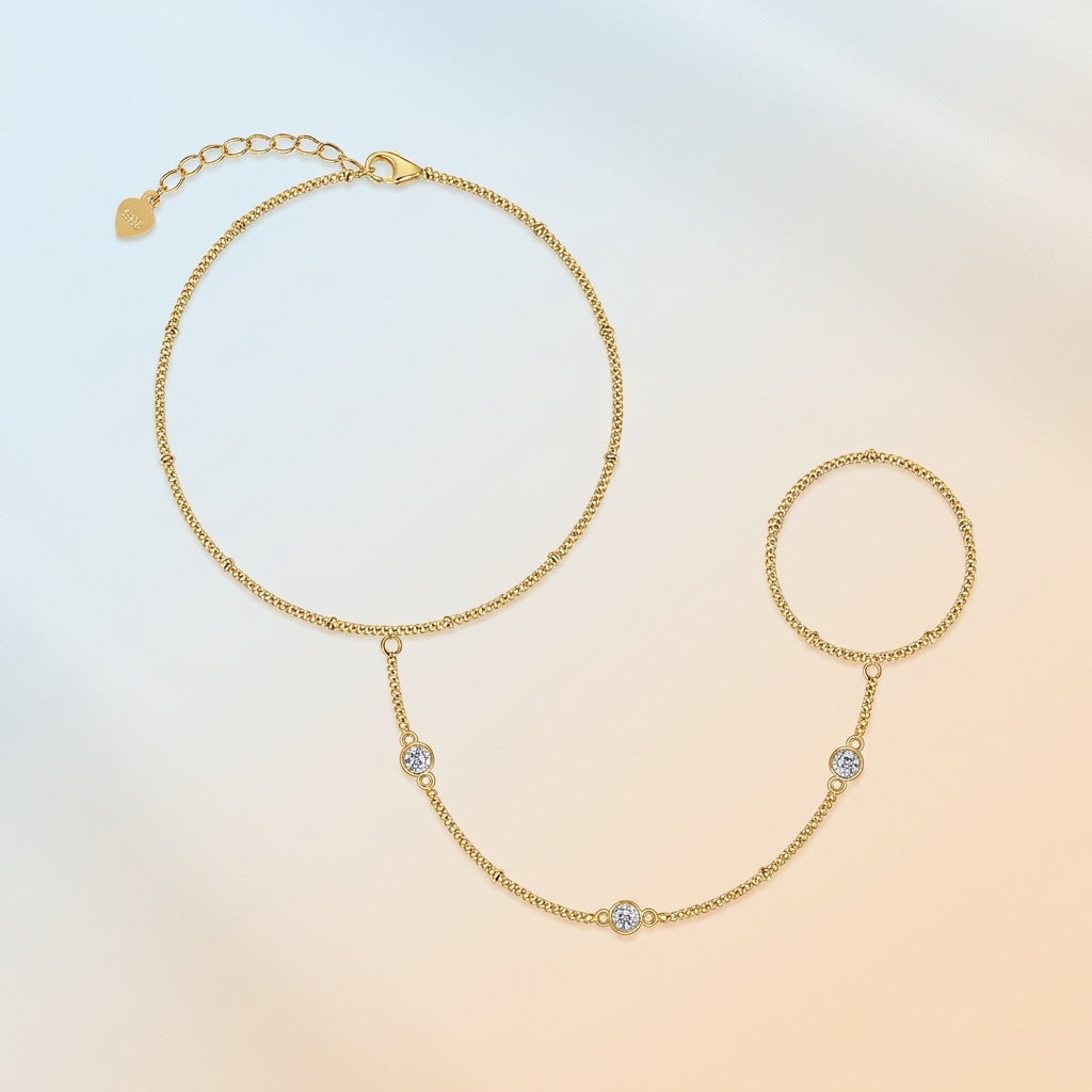 INS Gold Moissanite Bracelet - 925 Silver 18K Gold Plated - Moisse & Silver Co.
