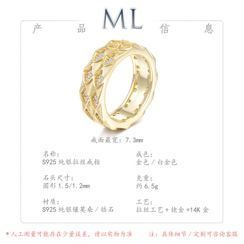 Italian Brushed Minimalist Moissanite Ring in 14K Gold Plated 925 Silver | Moisse & Silver Co. | #52 - Moisse & Silver Co.