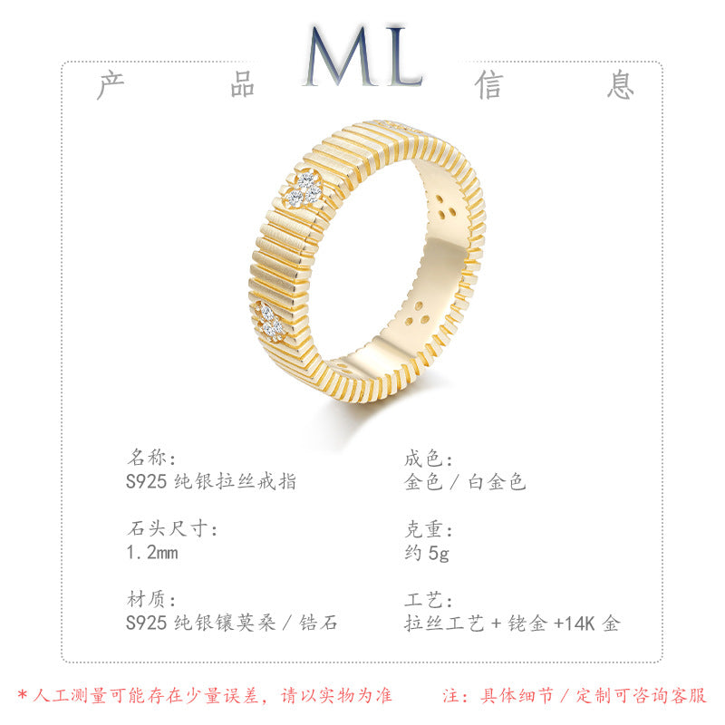 Italian Brushed Luxury Radiant Cut Moissanite Ring in 14K Gold Plated 925 Silver | Moisse & Silver Co. | #63 - Moisse & Silver Co.