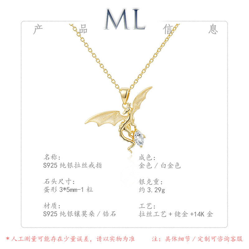 Italian Brushed Luxury Moissanite Necklace in 14K Gold Plated 925 Silver | Moisse & Silver Co. | #93 - Moisse & Silver Co.