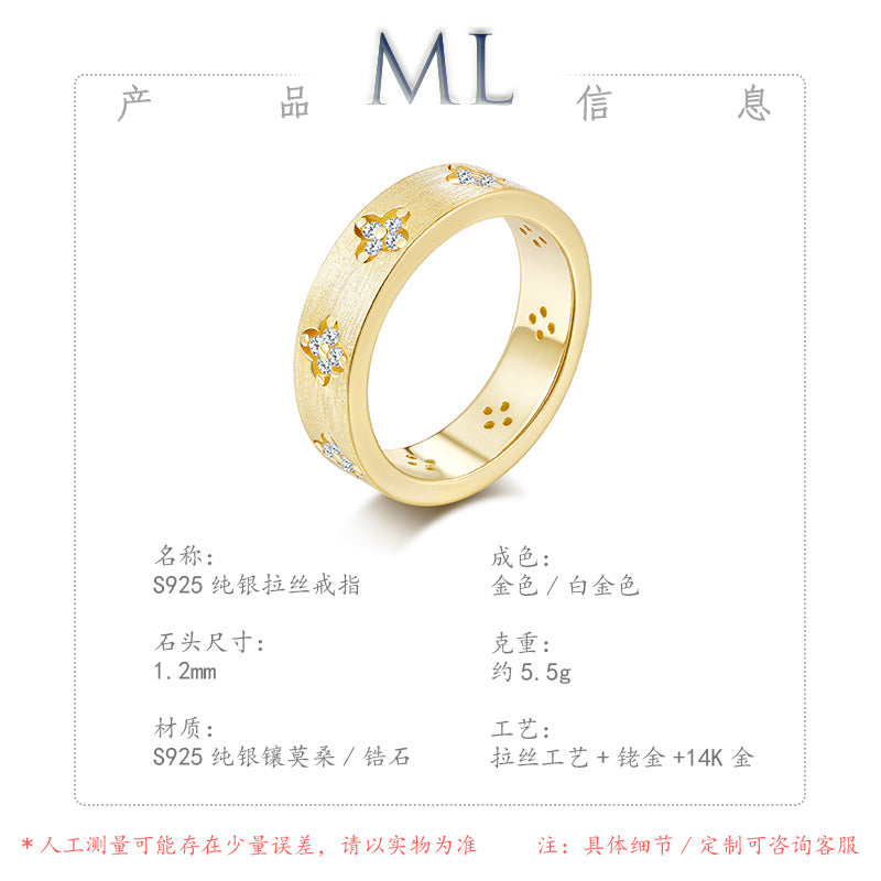 Italian Brushed Minimalist Star Moissanite Ring in 14K Gold Plated 925 Silver | Moisse & Silver Co. | #10 - Moisse & Silver Co.