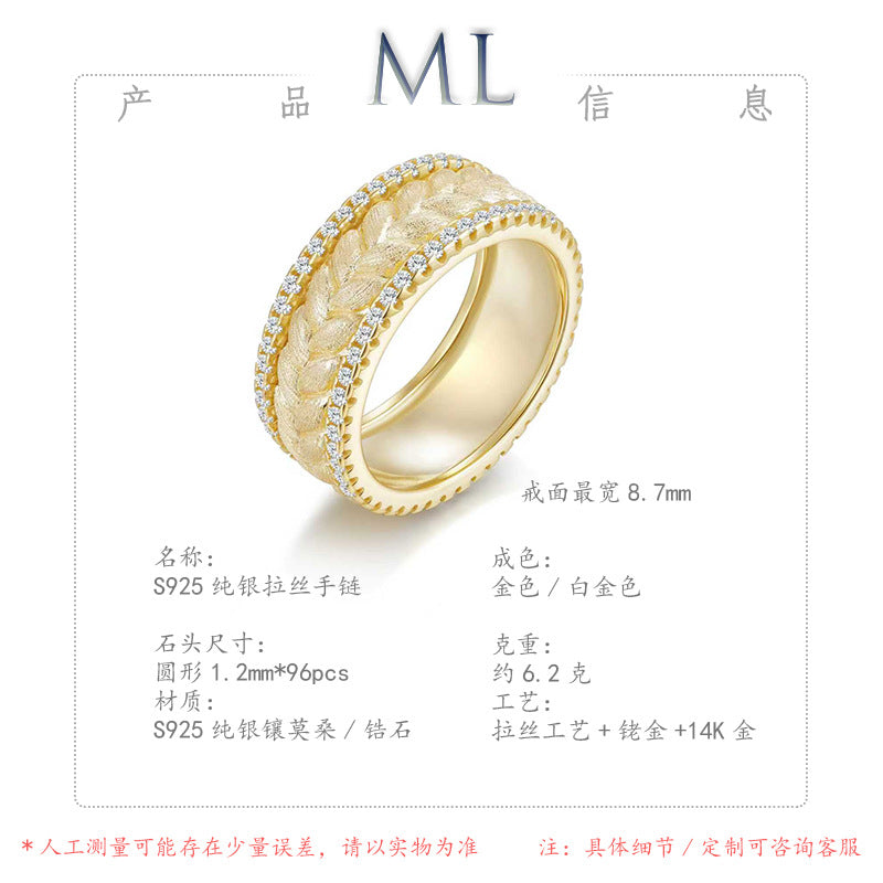 Italian Brushed Vintage Luxury Moissanite Ring in 14K Gold Plated 925 Silver | Moisse & Silver Co. | #32 - Moisse & Silver Co.