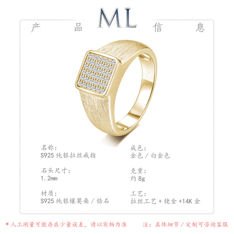 Italian Brushed Luxury Round Brilliant Moissanite Bracelet in 14K Gold Plated 925 Silver | Moisse & Silver Co. | #68 - Moisse & Silver Co.