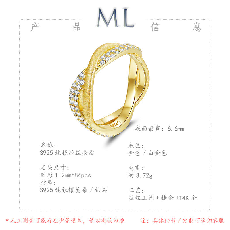 Italian Brushed Moissanite Ring in 14K Gold Plated 925 Silver | Moisse & Silver Co. | #14 - Moisse & Silver Co.