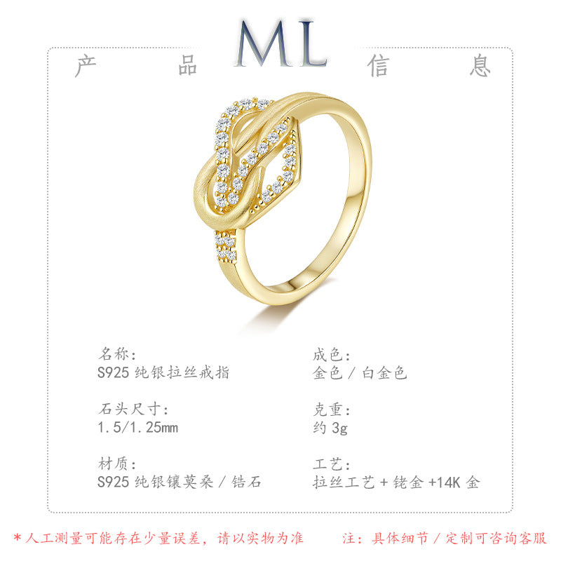 Italian Brushed Heart Moissanite Ring in 14K Gold Plated 925 Silver | Moisse & Silver Co. | #60 - Moisse & Silver Co.