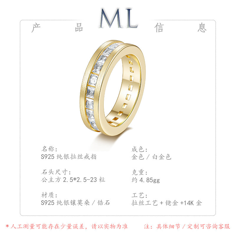Italian Brushed Minimalist Star Moissanite Ring in 14K Gold Plated 925 Silver | Moisse & Silver Co. | #127 - Moisse & Silver Co.