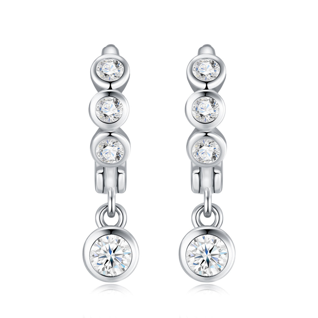 Elegant 925 Sterling Silver Forest Style Moissanite Long Hoop Earrings - Moisse & Silver Co.