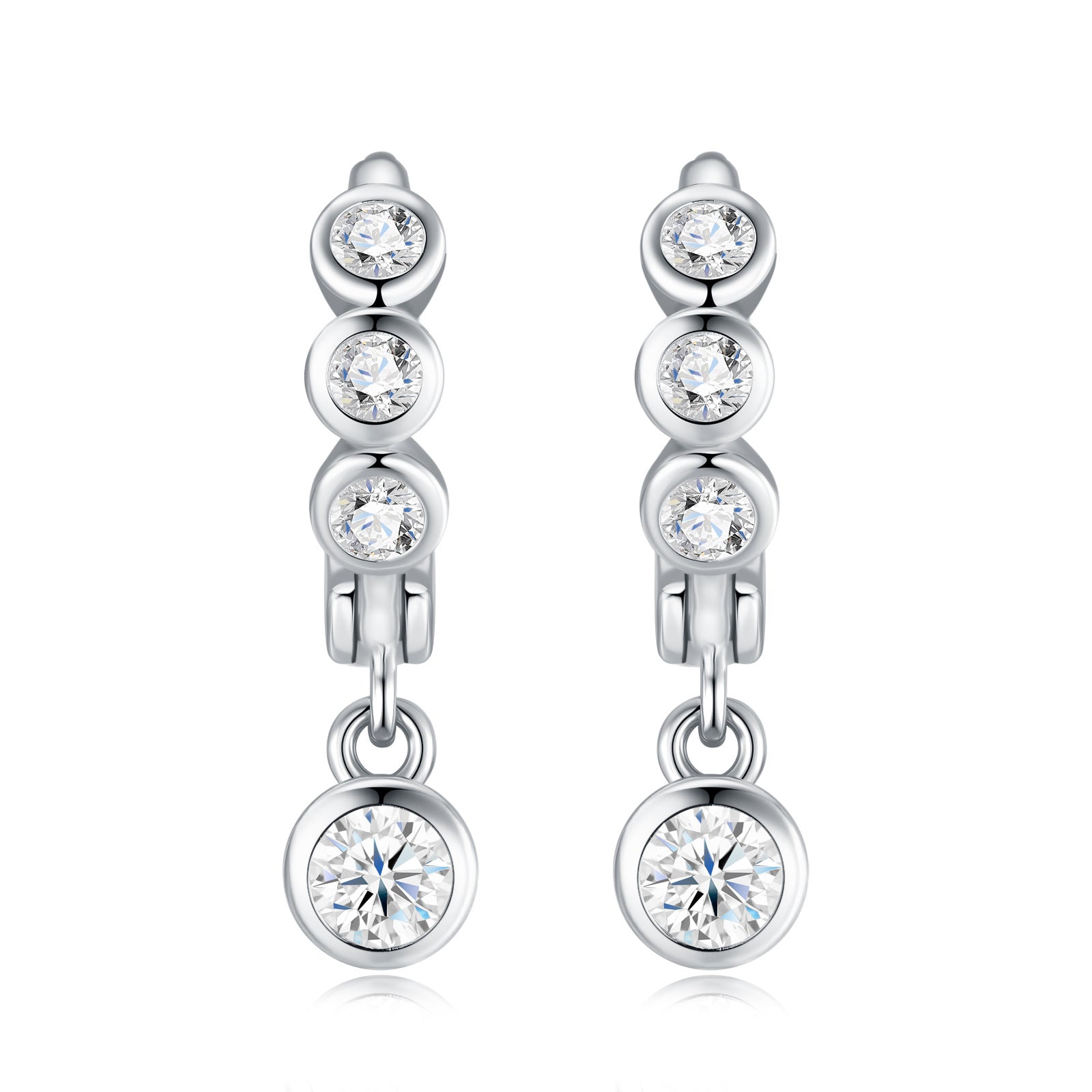 Elegant 925 Sterling Silver Forest Style Moissanite Long Hoop Earrings - Moisse & Silver Co.