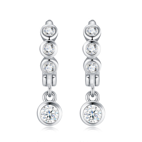 Elegant 925 Sterling Silver Forest Style Moissanite Long Hoop Earrings - Moisse & Silver Co.