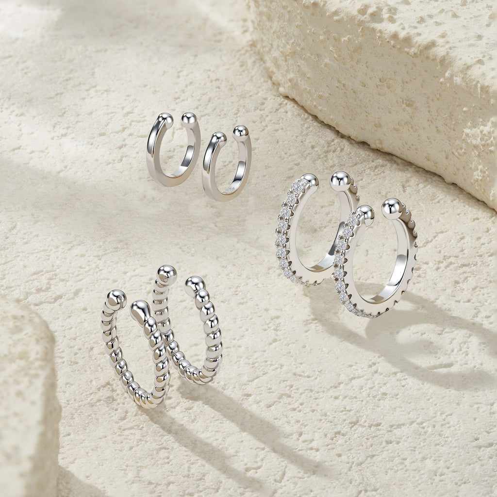 C-Shape Ear Bone Clip Set - S925 Silver Non-Piercing Earrings - Moisse & Silver Co.