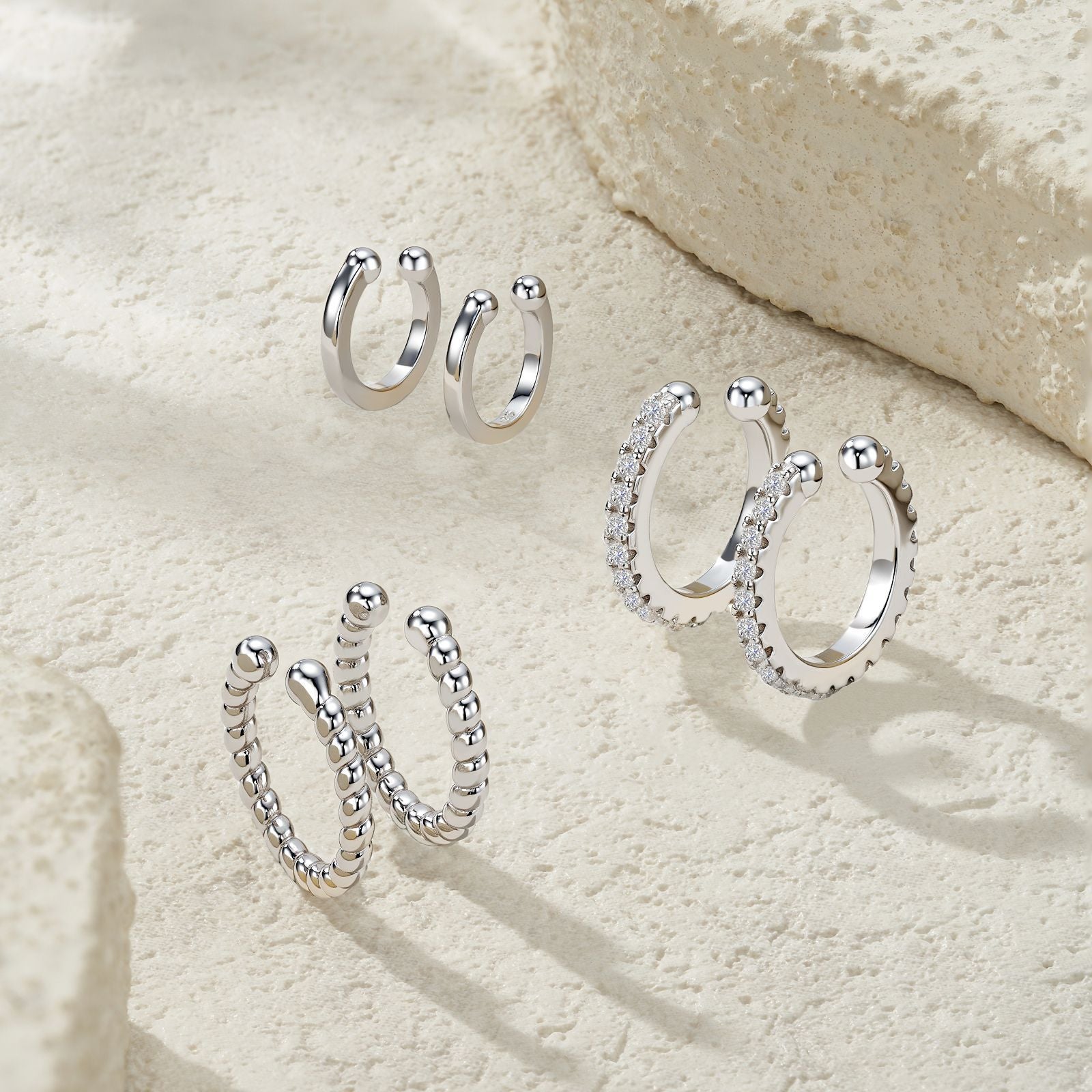 C-Shape Ear Bone Clip Set - S925 Silver Non-Piercing Earrings - Moisse & Silver Co.