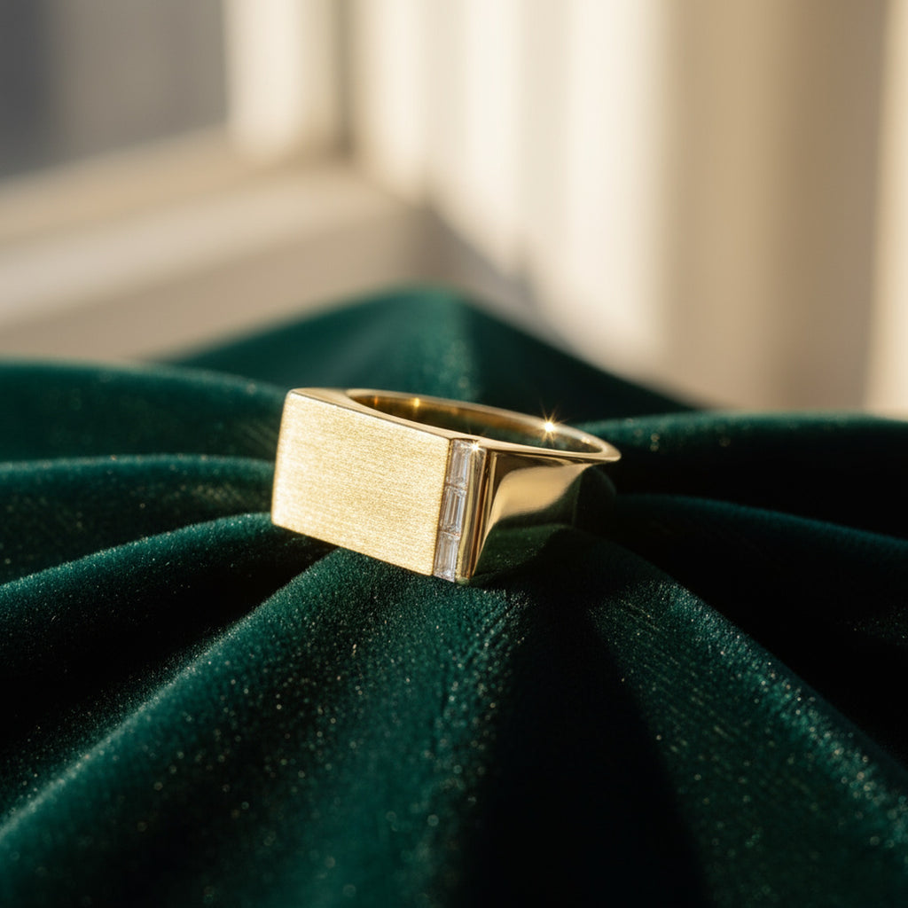 Italian Brushed Radiant Cut Moissanite Ring in 14K Gold Plated 925 Silver | Moisse & Silver Co. | #72 - Moisse & Silver Co.