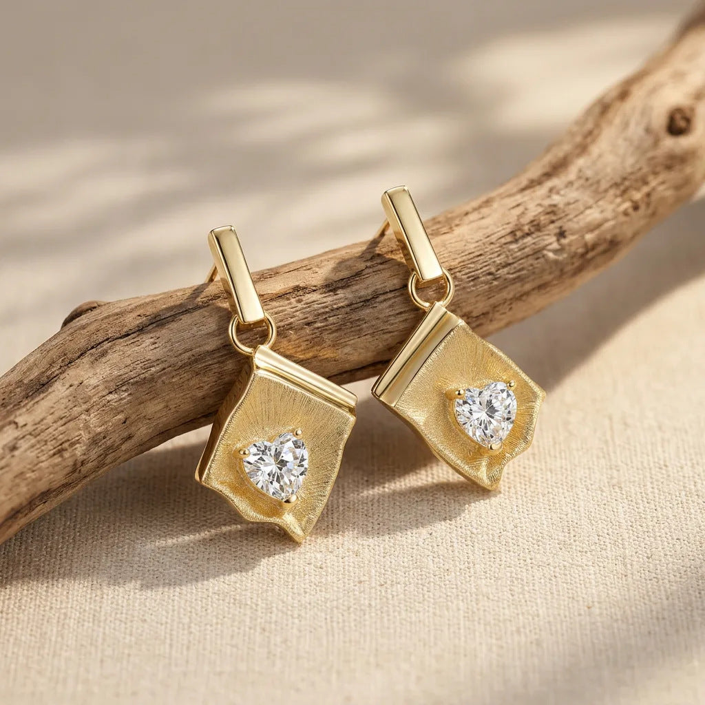 Italian Brushed Pear Cut Moissanite Necklace in 14K Gold Plated 925 Silver | Moisse & Silver Co. | #83 - Moisse & Silver Co.