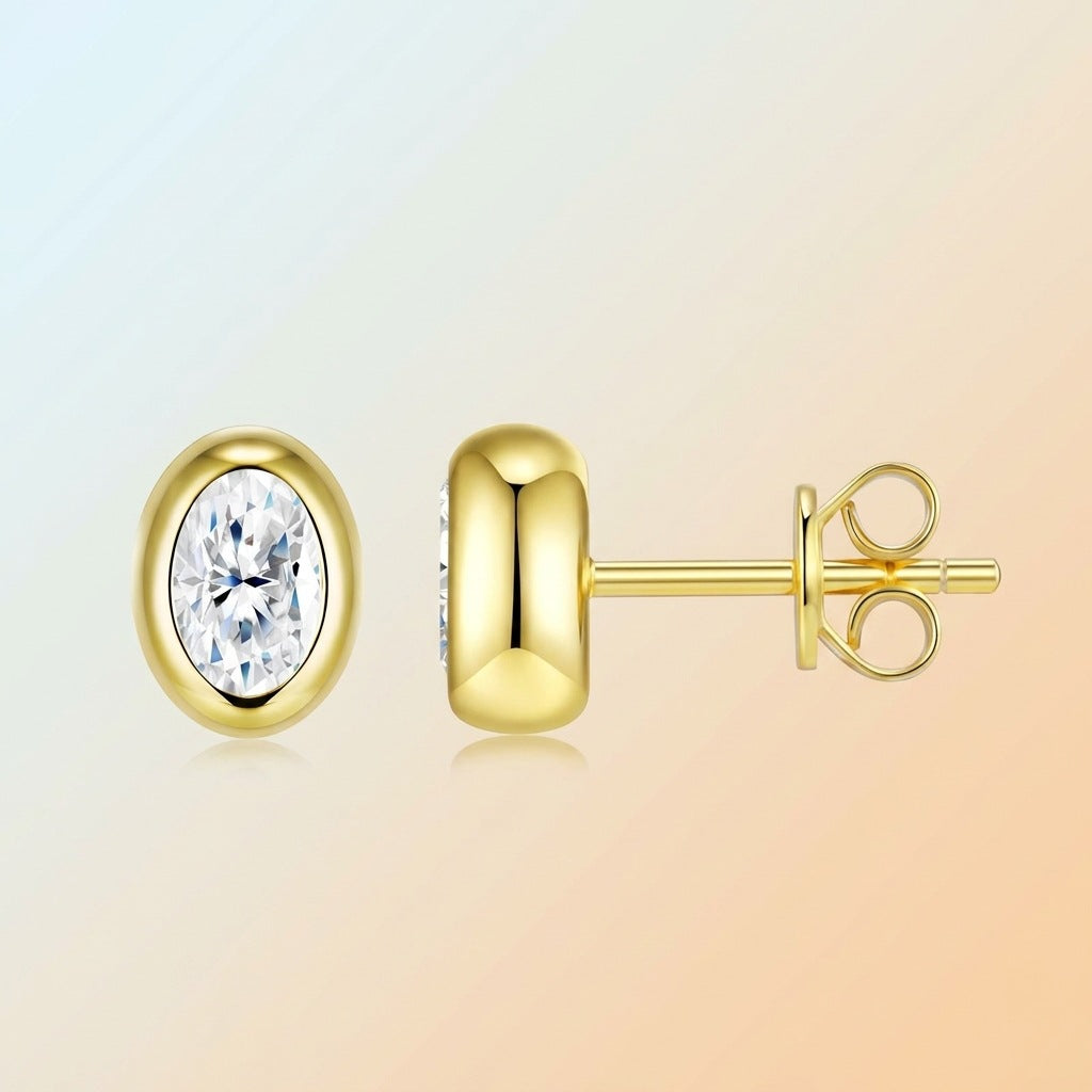 INS Gold Moissanite Earrings - 925 Silver 18K Gold Plated - Moisse & Silver Co.