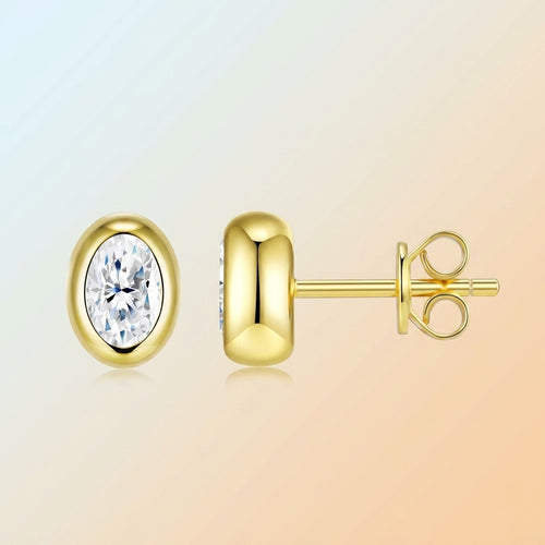 INS Gold Moissanite Earrings - 925 Silver 18K Gold Plated - Moisse & Silver Co.
