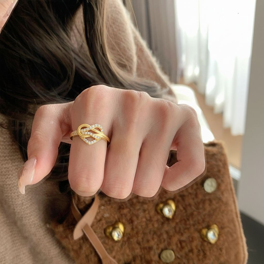 Italian Brushed Heart Moissanite Ring in 14K Gold Plated 925 Silver | Moisse & Silver Co. | #60 - Moisse & Silver Co.