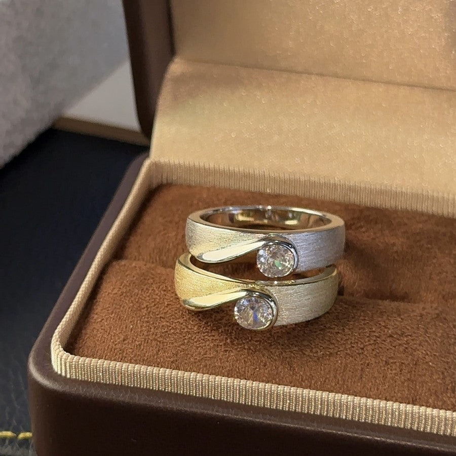 Romantic Heart-to-Heart Moissanite Couple Band in 14K Gold Plated 925 Silver | Moisse & Silver Co. - Moisse & Silver Co.