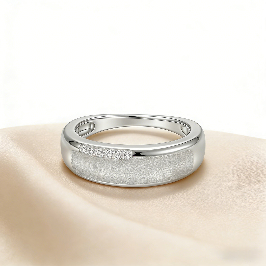 Italian Brushed Minimalist Star Moissanite Ring in 14K Gold Plated 925 Silver | Moisse & Silver Co. | #148 - Moisse & Silver Co.