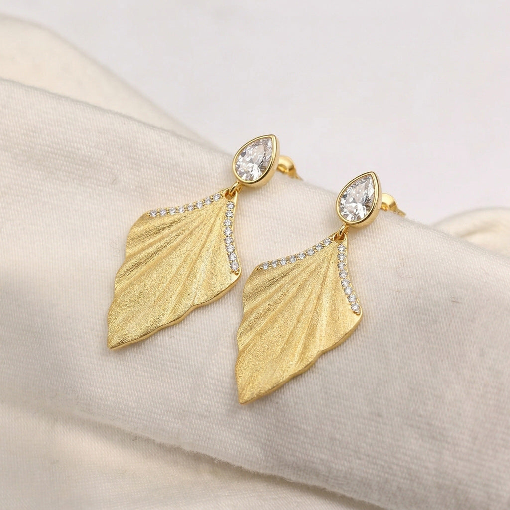 Italian Brushed Vintage Minimalist Luxury Moissanite Earrings - 14K Gold Plated 925 Sterling Silver | MS-G128 in 14K Gold Plated 925 Silver | Moisse & Silver Co. - Moisse & Silver Co.