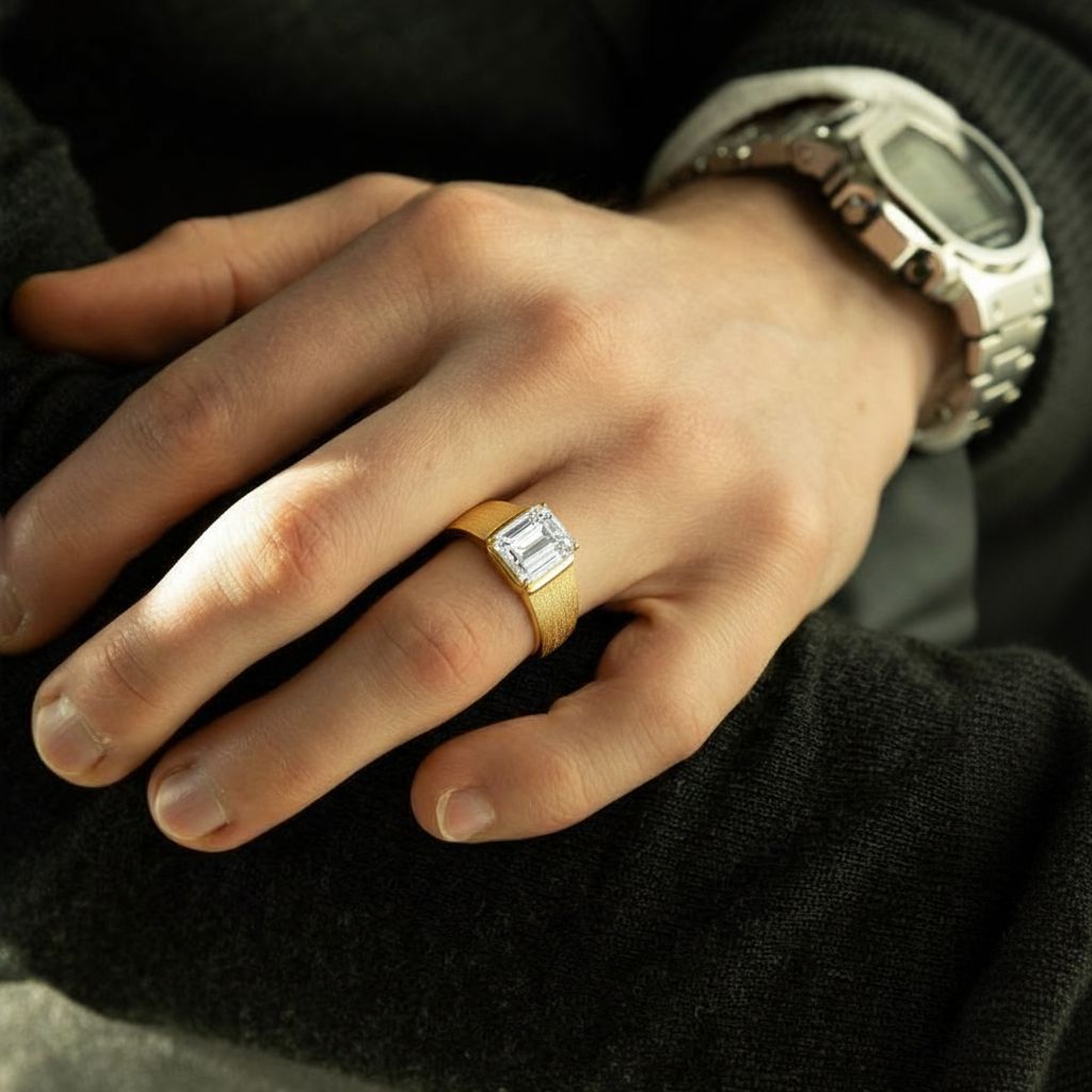 Italian Brushed Pear Cut Moissanite Ring in 14K Gold Plated 925 Silver | Moisse & Silver Co. | #65 - Moisse & Silver Co.