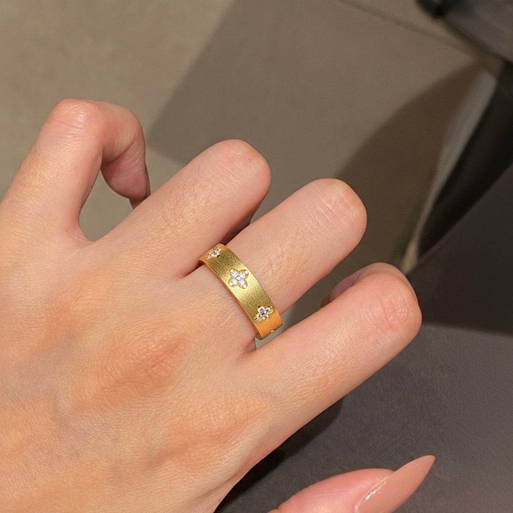 Italian Brushed Minimalist Star Moissanite Ring in 14K Gold Plated 925 Silver | Moisse & Silver Co. | #10 - Moisse & Silver Co.