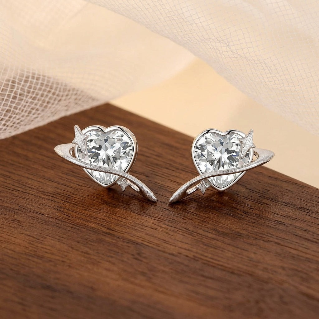 Italian Brushed Moissanite Earrings - 925 Silver - Moisse & Silver Co.