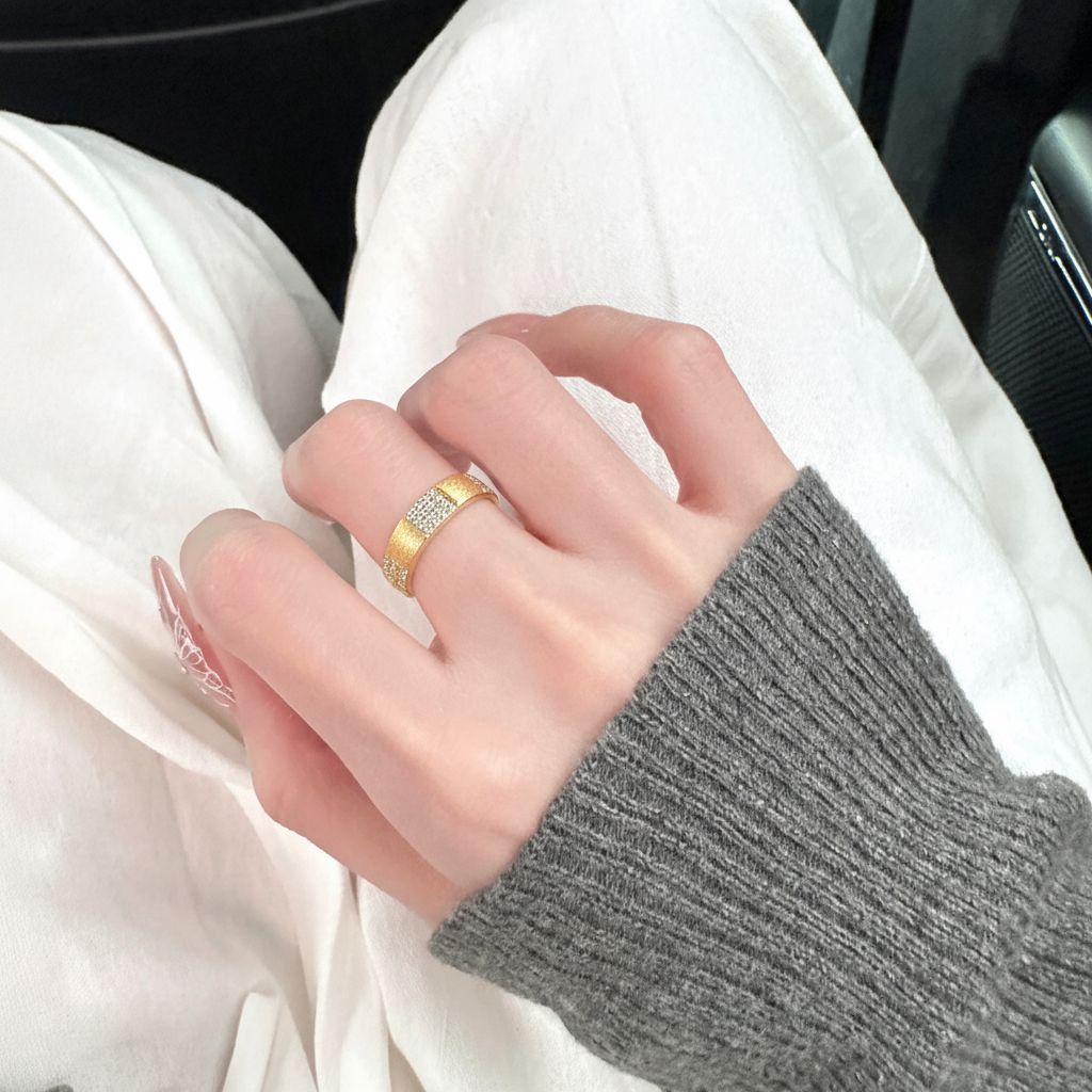 Italian Brushed Minimalist Moissanite Ring in 14K Gold Plated 925 Silver | Moisse & Silver Co. | #82 - Moisse & Silver Co.