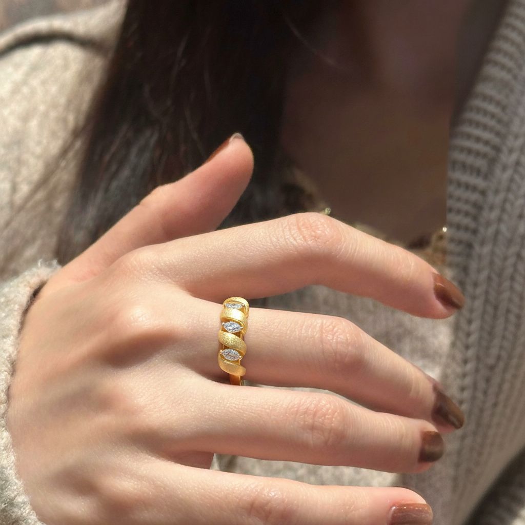 Italian Brushed Vintage Luxury Moissanite Ring in 14K Gold Plated 925 Silver | Moisse & Silver Co. | #67 - Moisse & Silver Co.