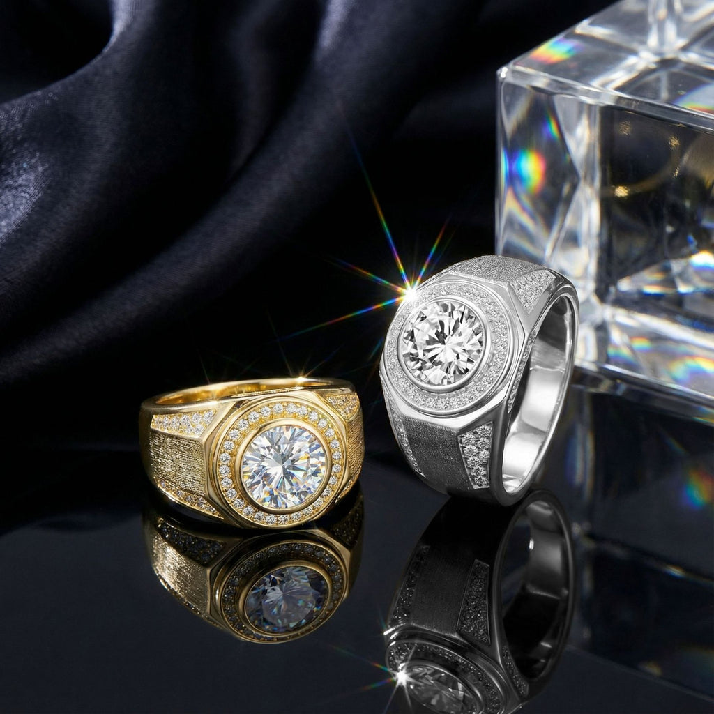 Artisan Crafted Moissanite Ring in 14K Gold Plated 925 Silver | Moisse & Silver Co. | #57 - Moisse & Silver Co.