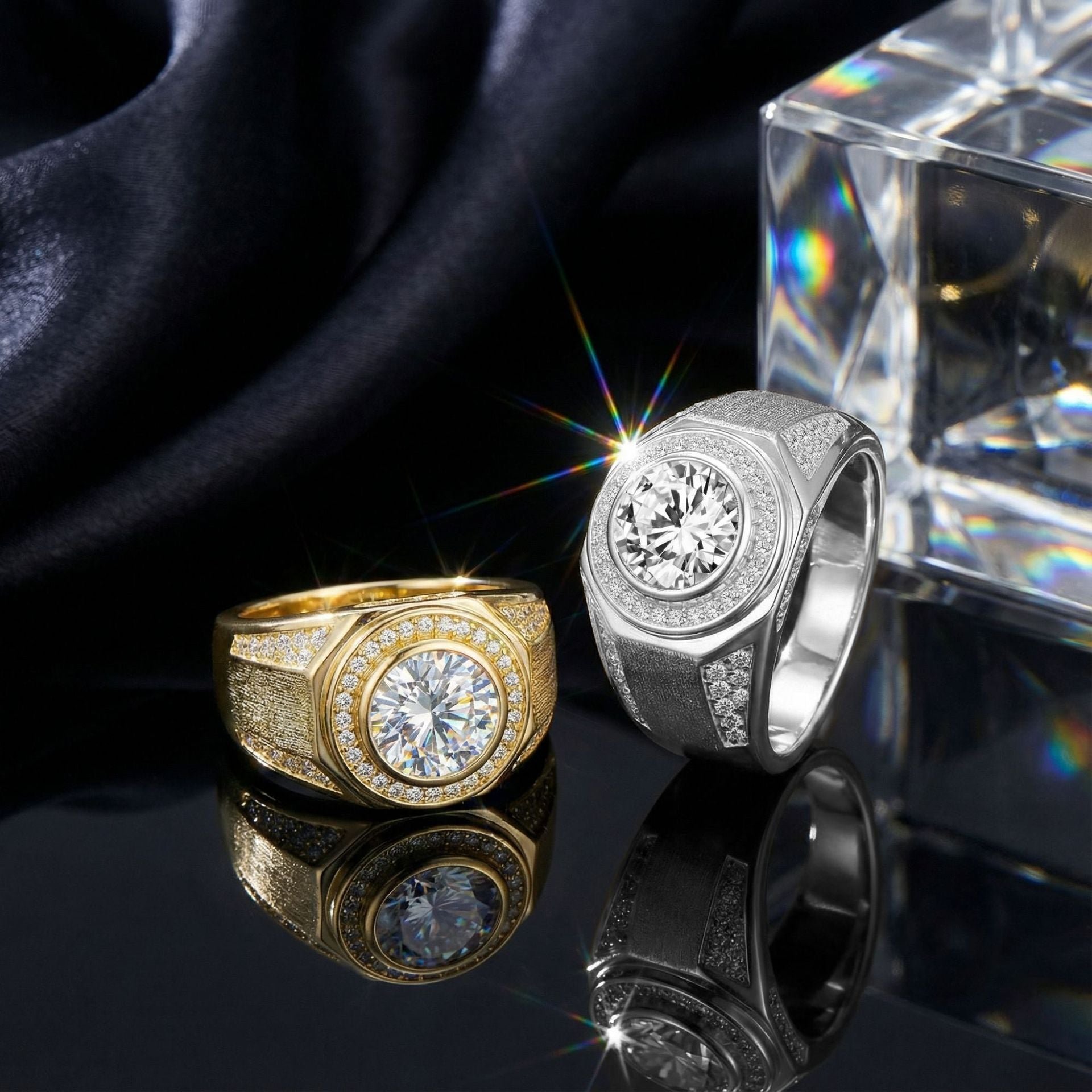 Artisan Crafted Moissanite Ring in 14K Gold Plated 925 Silver | Moisse & Silver Co. | #57 - Moisse & Silver Co.